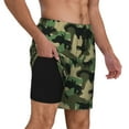 thumbnail image 2 of Sigee Camouflage Dinosaur Print Mens Swim Trunks with Compression Liner Quick Dry Swim Stretch Beach Shorts with Pockets,S-3XL, 2 of 7