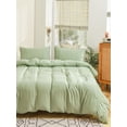 thumbnail image 2 of Move Over Sage Green Pom Poms Bedding Sets King, Mini Ball Fringe Pattern, Washed Microfiber, Boho Green Duvet Cover Set, No Filling, 2 of 9