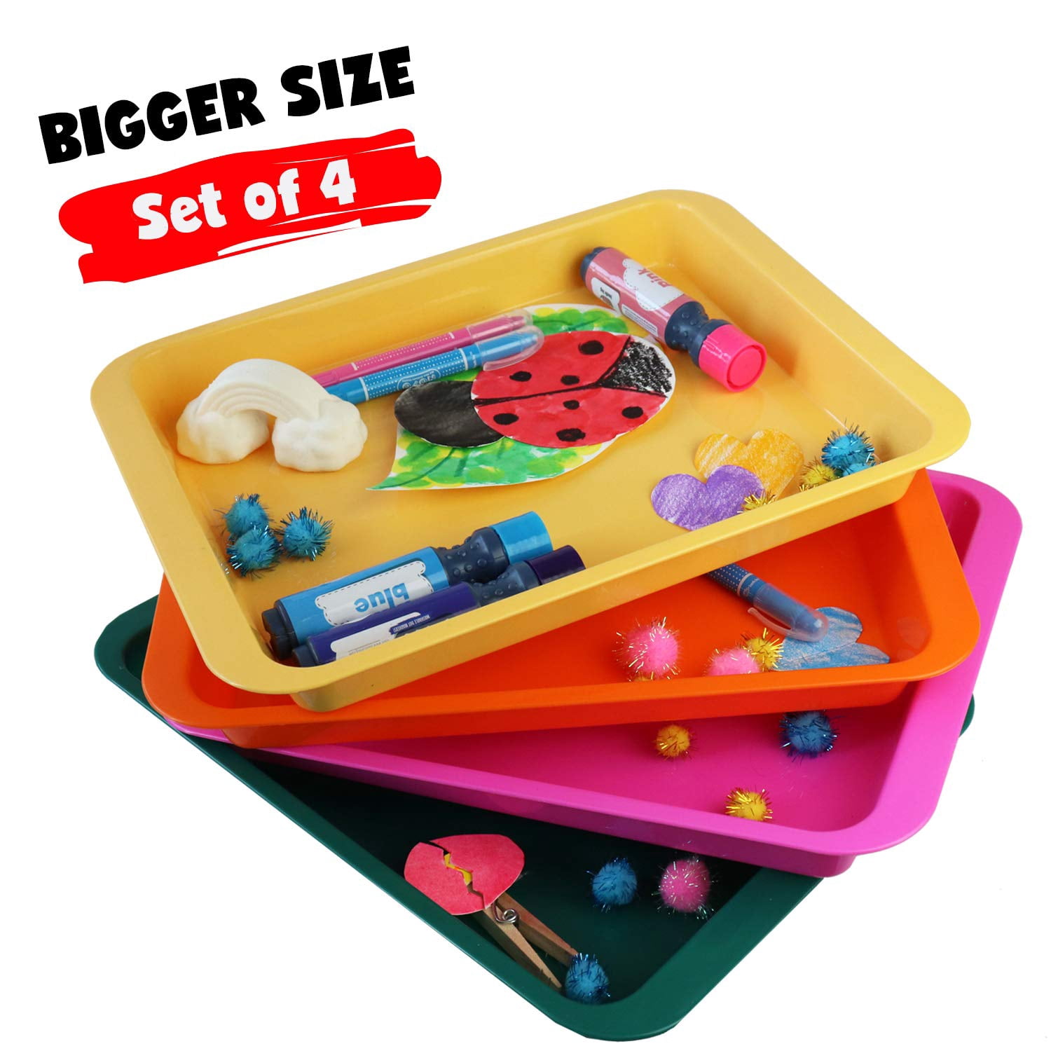 Activity Plastic Tray Art + Crafts Organizer Tray, Serving Tray