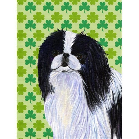 11 x 15 In. Japanese Chin St. Patricks Day Shamrock Portrait Flag, Garden Size