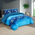 thumbnail image 3 of King Comforter Set 3-Piece - Luxurious Floral Butterfly Print in Vibrant Blue - Soft, Hypoallergenic Fabric with Deep Fitted Sheets, 3 of 4