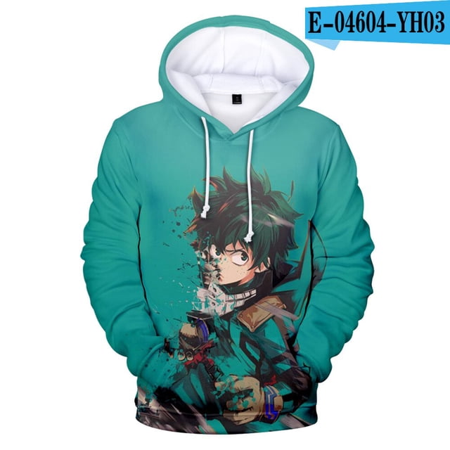 Sudaderas con capucha de My Hero Academia Anime, sudaderas de Halloween, chaqueta informal para adultos y niños, tallas para niños, jersey de Cosplay Izuku UnisexNegro BXS Deng Xun unisex