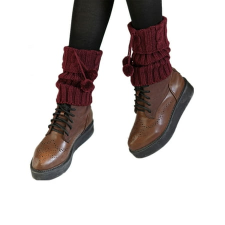 

Avamo Womens Plain Color Ankle Socks Winter Thermal Kintted Leg Warmers Footless Short Boot Cuff