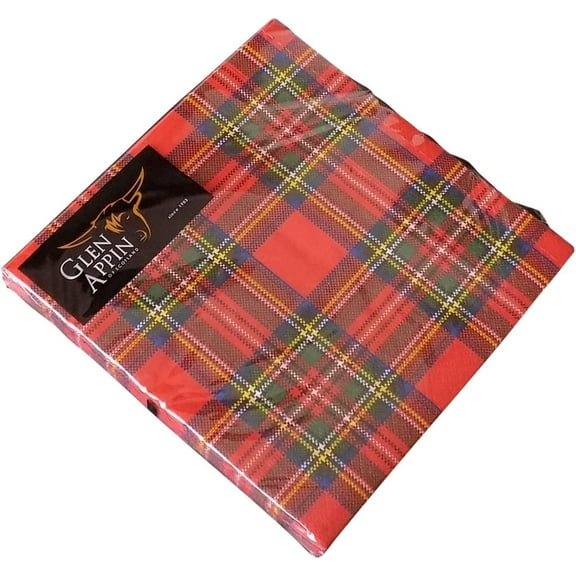 Glen Appin of Scotland Scottish Red Royal Stewart Tartan 3 Ply Paper Napkins