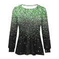 thumbnail image 4 of Sentmoon Mode Ample Manches Longues Hauts pour Femmes Imprimé Col Rond Plissé Chemises Manches Longues pour Femmes Mode Automne 2024 Vert TG Offres du Jour Liquidation, 4 of 4