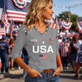 thumbnail image 4 of Fabrcox S-5XL 1776-2026 250 Anniversary USA Shirts Flag Print 3/4 Length Sleeve Womens Fourth of July Shirt Independence Day Celebration Freedom Funny Patriotic Shirts for Women, 4 of 5