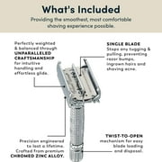 Rockwell Razors R1 Double Edge Safety Razor for Men with 5 Razor Blades, White Chrome