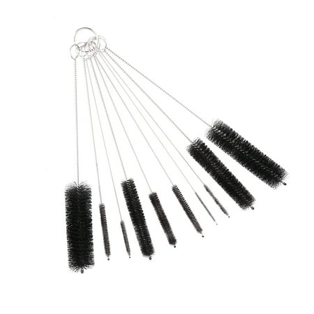 

10 Pcs Nylon Tube Brushes Pipe Cleaning Brush Set for Drinking Straws Glasses Keyboards Jewelry Cleaning (Black)