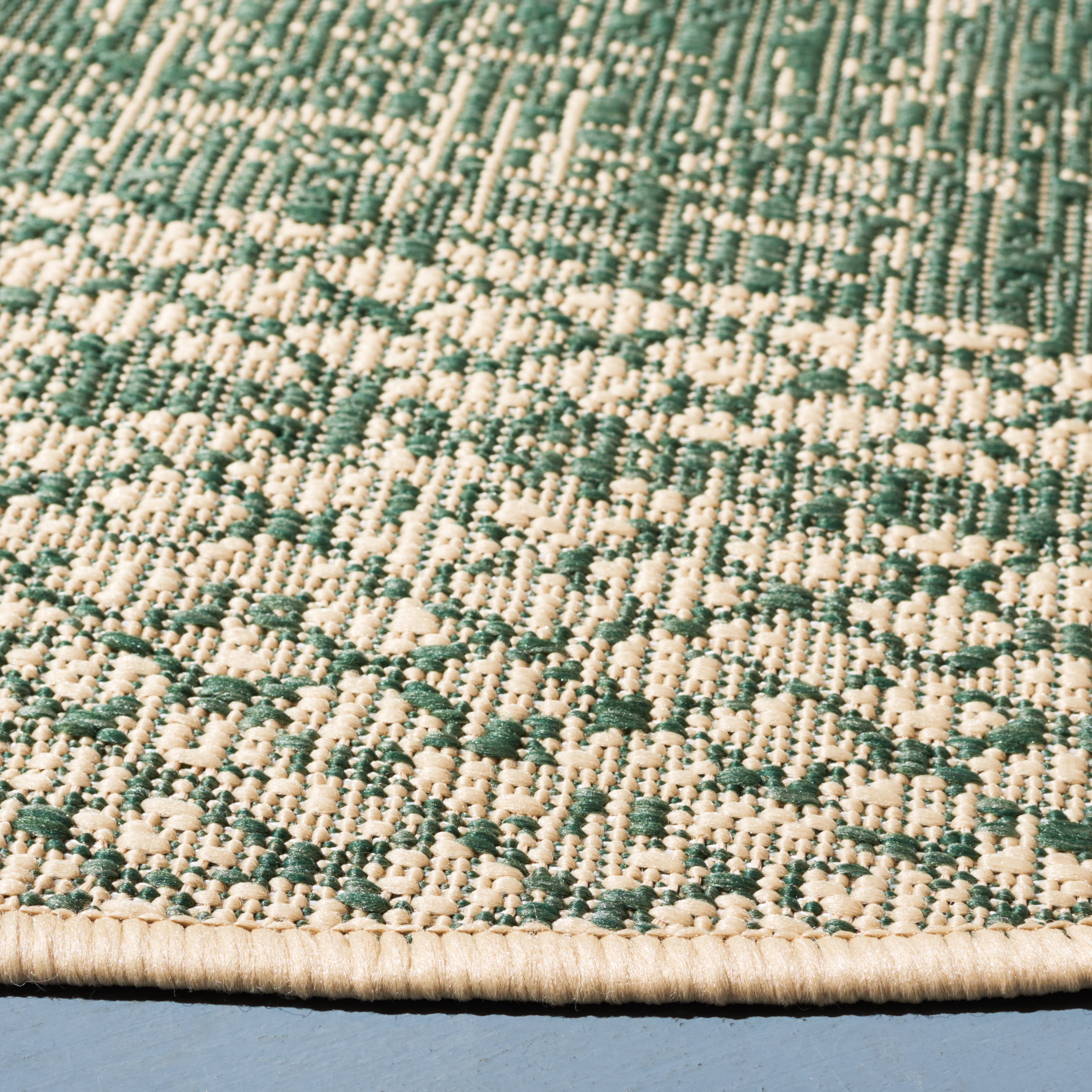 Safavieh Courtyard Adam Striped Indoor/Outdoor Area Rug, Beige/Dark Green, 6'7" x 6'7" Round