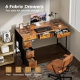 thumbnail image 4 of HLDIRECT 47 inch Computer Desk with 6 Drawers, Reversible Home Office Desk with Storage, Office Desk for Home Office, Writing, Study, Work, Living Room，Rustic Brown, 4 of 7