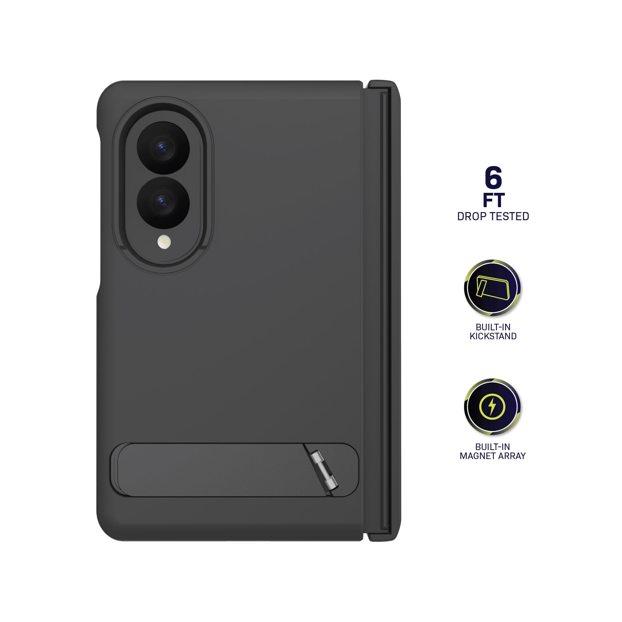 Body Glove Magnetic Compatible Phone Case with Kickstand for Samsung Galaxy Z Fold8 (Wide) - Black