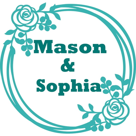 Wall Decal Couple Monogram Flowers Home Family Siblings Friends Friends Gather Entryway Cozy Fireplace Holiday Gift Ideas Sticker - Size: 20 Inches X 20 Inches