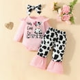 thumbnail image 2 of Gpaecead Infant Baby Girl Clothes Ruffle Romper Bodysuit and Floral Pant Sets with Headband Fall Winter Outfits Pink, 2 of 9