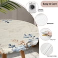 thumbnail image 3 of Blue Pumpkin Fall Round Tablecloth for 36-44 Inch Tables,Fitted Table Cover with Elastic Edge,Thanksgiving Eucalyptus Leaves Beige Waterproof Outdoor Table Cloth Protector for Patio Garden Dinner, 3 of 9