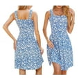 thumbnail image 3 of Summer Dresses for Women 2025 Curvy Fahion Floral Sundresses Beach Vacation Clothes Blue Flower L, 3 of 6