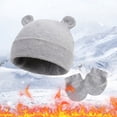 thumbnail image 2 of Hessimy Kids Bear Ear Knit Beanie and Mitten Set,2-Piece Winter Warm Accessory, 2 of 6