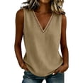 thumbnail image 4 of PNTUTB Summer Fashion Tops for Women's Sleeveless Tank Tops Solid-Color V-Neck Lace-Up Top Loose Breathable Comfortable Casual Tank Tops, 4 of 6