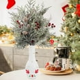thumbnail image 5 of 6Pcs Christmas Red Berries Stems Pine Branches with Snow 19Inch Frosted Faux Sprays Artificial Christmas, 5 of 6