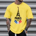 thumbnail image 2 of TSADFHJI T-Shirts pour Hommes Manches Courtes Graphique Automne T-Shirts Décontractés Doux et Confortables en Coton Imprimé avec Col Rond et Manches Courtes G Jaune, 2 of 5
