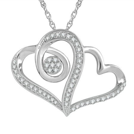 Heart 2 Heart 1/2 Carat T.W. Sterling Silver Pendant with Chain