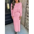 thumbnail image 5 of PRETTYGARDEN Women's Fall Two Piece Matching Skirt Sets Long Sleeve Tops Maxi Long Slit Bodycon Skirts Vacation Outfits, 5 of 7