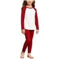 thumbnail image 3 of WAVSUF Girls Sets 2 Piece Soft Stretch Round Neck Long Sleeve Top and Leggings Spring Comfort Home Outfits Red 3, 3 of 6