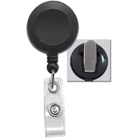 5 Pack - Premiere Badge Reel with Extra Tight Pinch Alligator Clip (Non-Swiveling) by Specialist ID (Black)