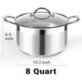 thumbnail image 2 of 8 Quart Stainless Steel Stock Pot with Visible Lid Heavy Duty Nonstick Cookware, 2 of 7
