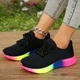 thumbnail image 5 of NOKIO Fashion Sneakers for Women Breathable Knit Sneakers with Rainbow Sole, Lightweight Walking Shoes Casual Running Shoes Streetwear Footwear Outdoor 𝖫a𝖼e Up Sports Shoes, 5 of 5