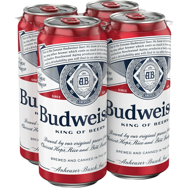 Download Budweiser Beer, 4 Pack 16 fl. oz. Cans, 5% ABV - Walmart ...