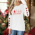 thumbnail image 4 of HOMBOM Womens Christmas Shirts Long Sleeve Outfits Funny White Reindeer Crewneck Xmas T Shirts for Women, 4 of 9