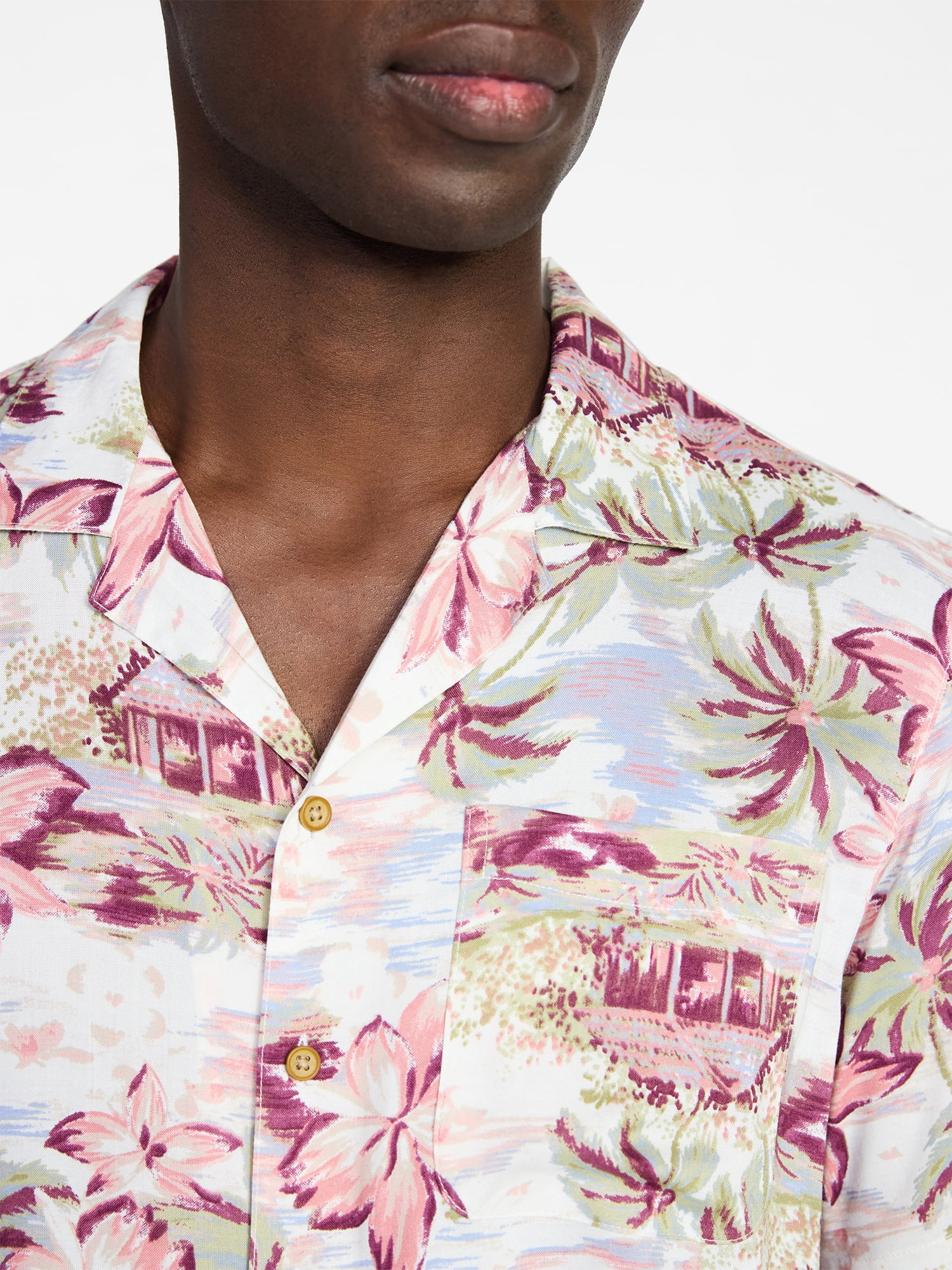 George Men's Relaxed Fit Printed Camp Shirt with Short Sleeves, Sizes S-3XLT