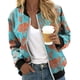 thumbnail image 4 of Pntutb Chaquetas para mujer Estampado floral Manga larga Cremallera Recortada Ligero Cuello alto Outwear Tops Abrigo Liquidación Pntutb Pntutb-171, 4 of 6