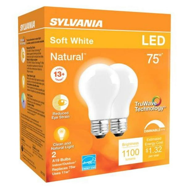 Osram Sylvania 3005221 75W A19 E26 LED Bulb, Soft White - Pack of 2 -  Walmart.com