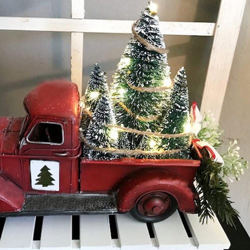 Vintage Red Truck Rustic Christmas Table Decoration Pickup Truck ...