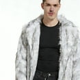 thumbnail image 5 of KBKYBUYZ Men's Faux Fox Fur Coat Turn-Down Collar Long Winter Jacket Gray L, 5 of 7