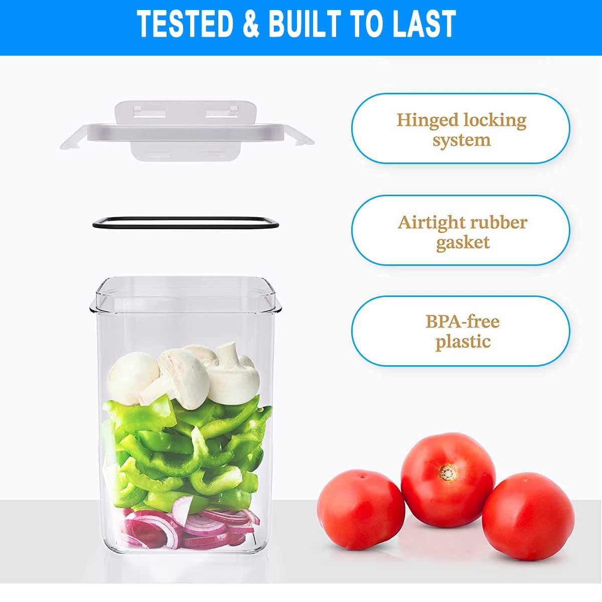 Food Storage Containers, Airtight Food Storage Containers, Ideal for Pantry Organization, Meal Prep, and Leftovers