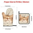 thumbnail image 2 of Pofeuu Sleeping Cat In Blanket Print Oven Mitts and Pot Holders 4 pcs Set,High Heat Resistant 500 Degree Extra Thicken Long Kitchen Cotton Oven Glove for Cooking, 2 of 6