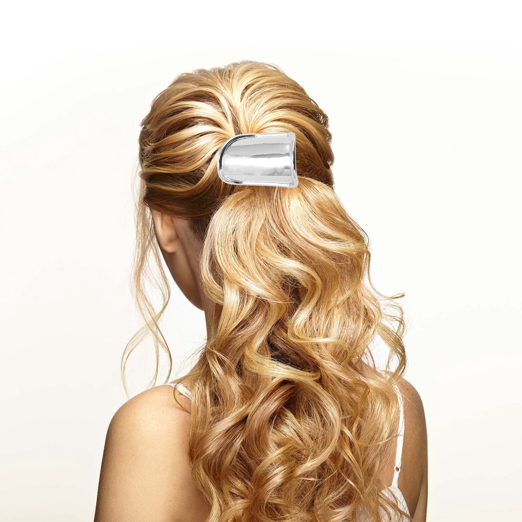 Unique Bargains Stylish Convex U-shaped Ponytail Buckle Hair Clip 1 Pc Silver Tone