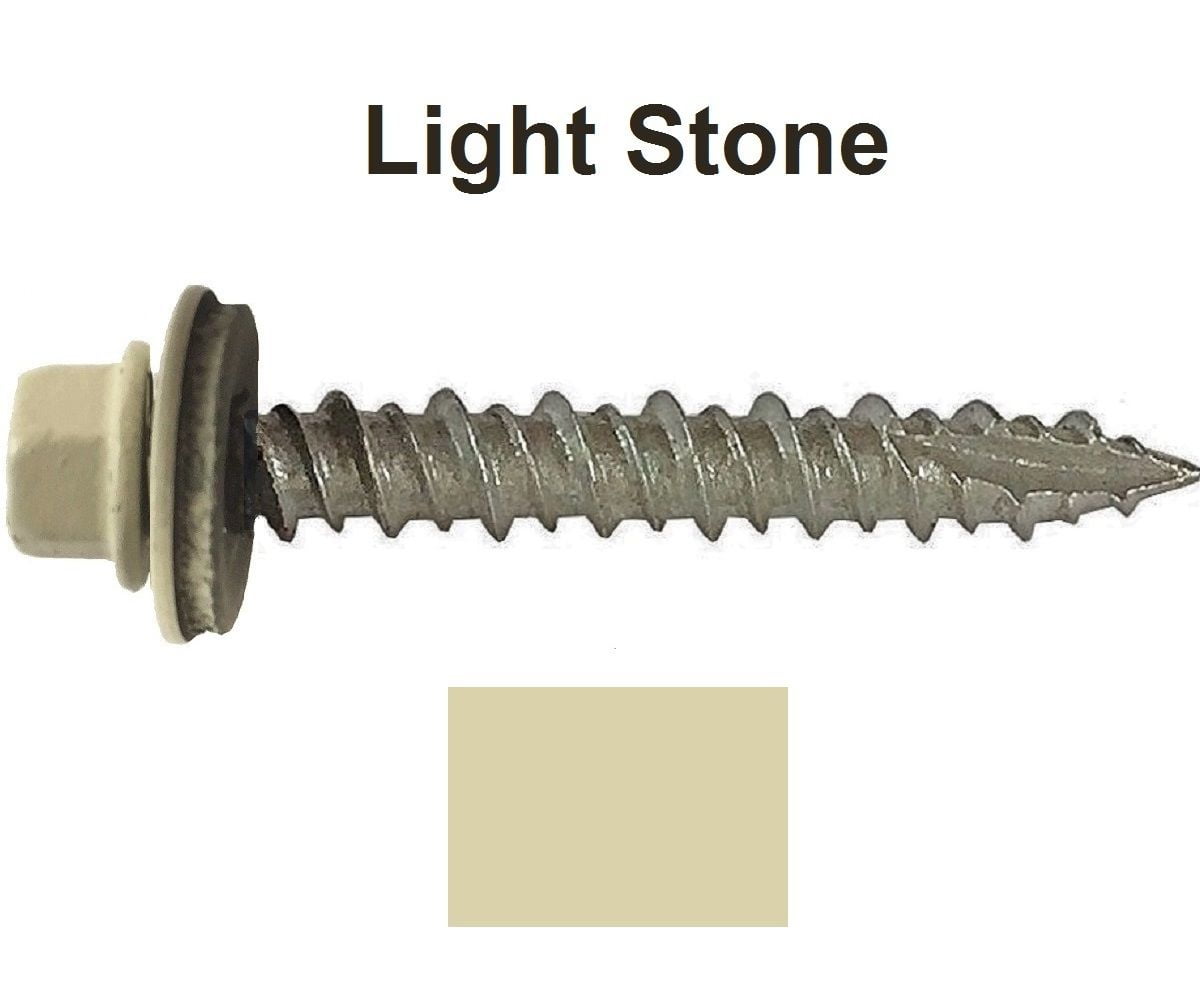 Metal ROOFING SCREWS (250) 10 x 2" Light Stone Hex Head Sheet Metal