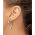 thumbnail image 3 of Sterling Silver Rhod-Plated Polished Ball Small Round Hoop Earrings (Width 31.2) (Length 34.5) - Jbsp, 3 of 5