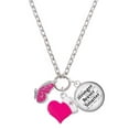 thumbnail image 1 of Delight Jewelry Silvertone Translucent Hot Pink Flying Butterfly - Hot Pink Heart Nurse Strong Zoe Necklace, 1 of 4