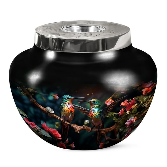KARYLIZ Humming Bird Cremation Urn - Large Urn For Human Ashes Adult Female - Burial Urns For Cremated Remains - Funeral Urns For Adult Ashes Women - Adult Funeral Urn - Decorative Urn 10 Inch