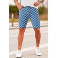 thumbnail image 4 of Pantalones cortos de mezclilla GINGTTO a cuadros azules para hombre, corte ajustado, talla 30, 4 of 5