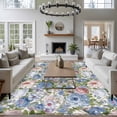 thumbnail image 3 of Blue Pink Spring Floral Area Rugs 5'x8', Washable Small Throw Rugs for Classroom Bedroom, Vintage Summer Botanical Indoor Outdoor Rug Non-Slip Low Pile Carpet Runner Reversible Floor Mats, 3 of 8