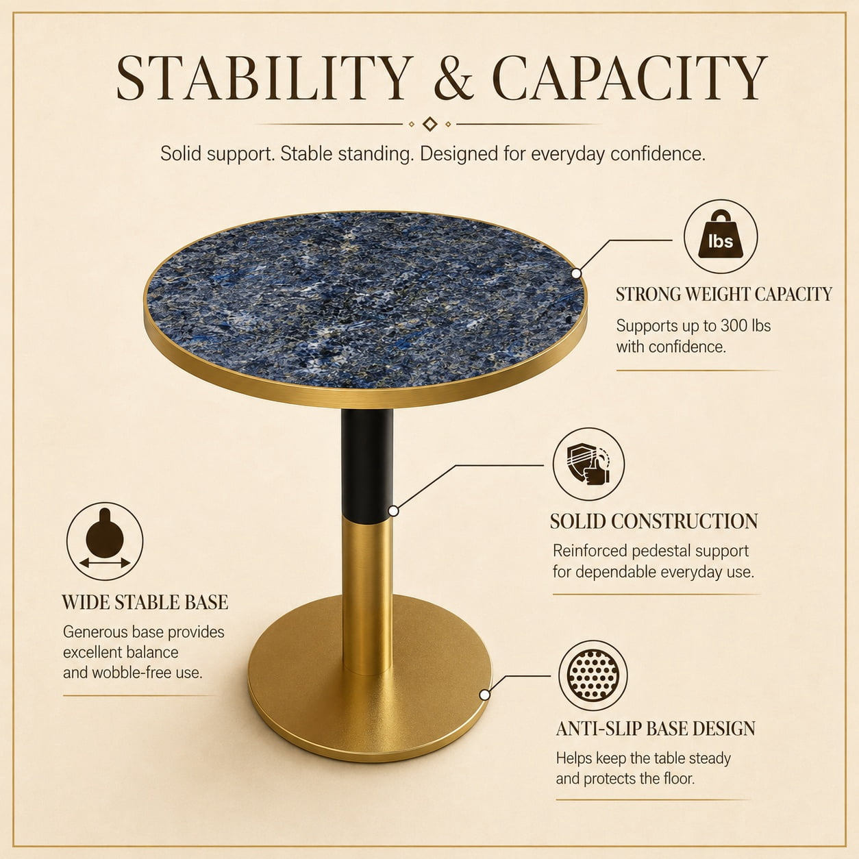 Aukfa 31.5" Round Sintered Stone Dining Table for 2-4, Kitchen Table Tulip Table with Gold Pedestal Base for Bistro Small Apartment,Sapphire Blue