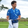 thumbnail image 3 of Balery A Blue Glitter Camisa Polo de Hombre con Estampado, de Manga Corta y Tejido Medio, Camisa Tipo Golf Polo-Small, 3 of 6