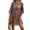 Brown, variant on Women's Lace Trim Printed V Neck Three Quarter Sleeve Dress 95% Polyester 5% Spandex Comfortable Everyday Wear