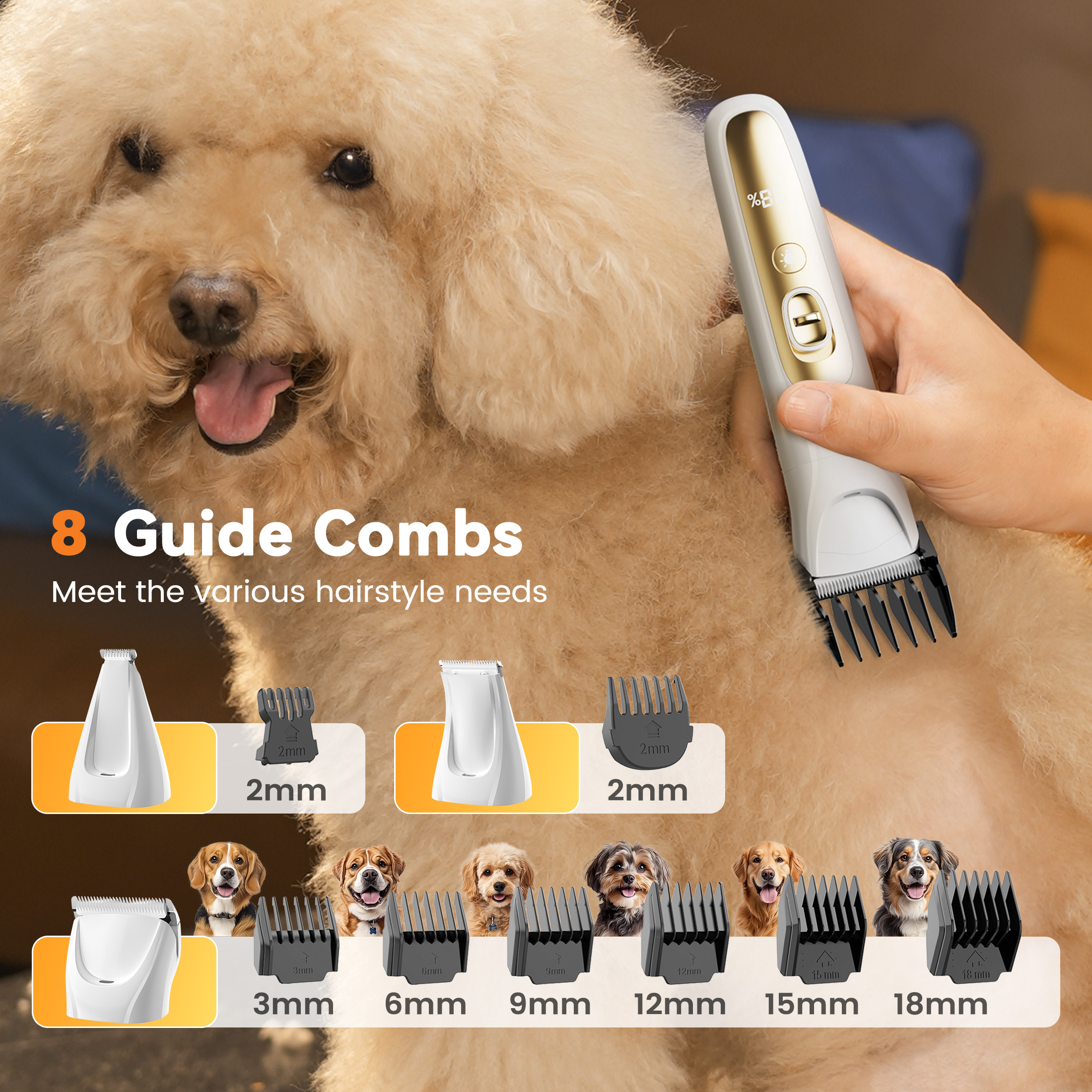 Oneisall HM6 4-in-1 Cordless Dog Grooming Kit with LED photo 8