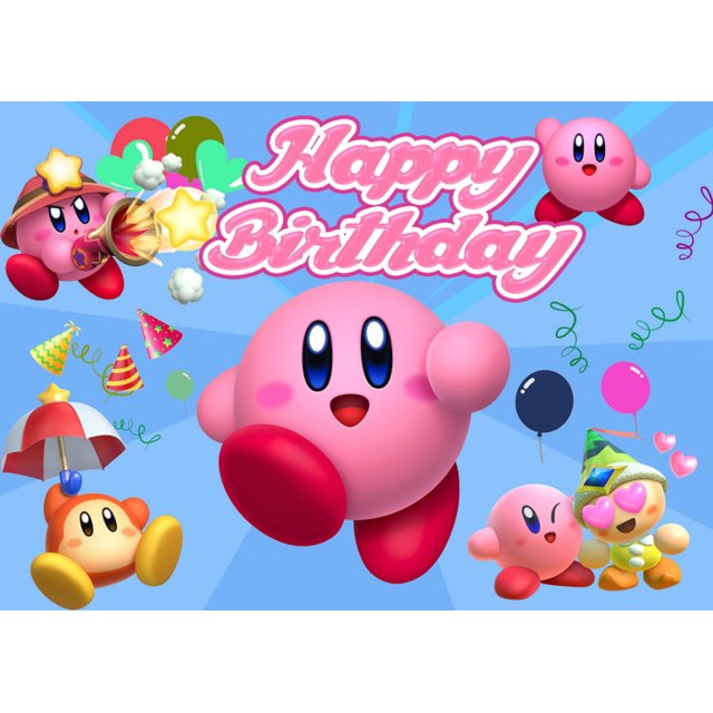 Fondo de fiesta con temática de Star Kirbyed, decoración de cumpleaños, recuerdos para el primer cumpleaños de niñas, figuras de anime, suministros para fiestas, pancarta de fondo